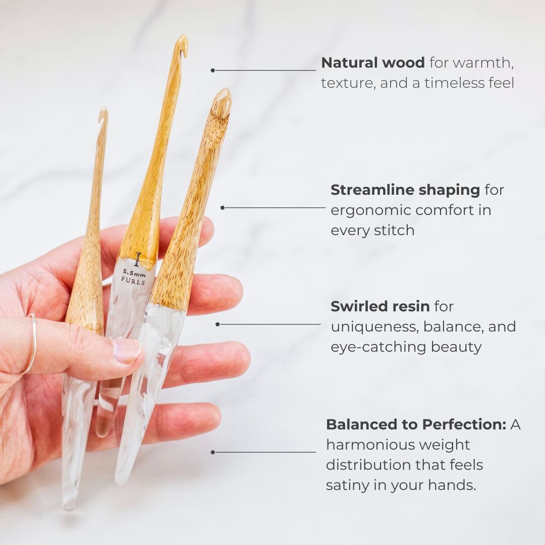 Streamline® Fusion Crochet Hook in Mango + White Streamline Fusion FurlsCrochet 